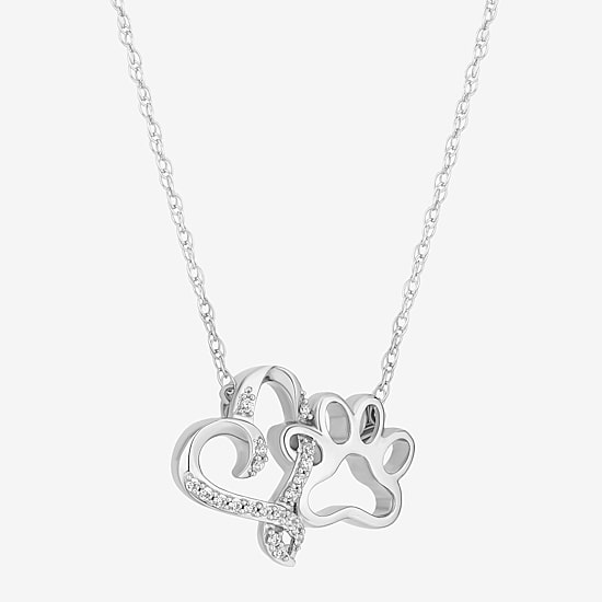Hallmark Diamonds (I, I2) Womens 1/10 CT. T.W. Lab Grown White Diamond Sterling Silver Heart 18 Inch Pendant Necklace