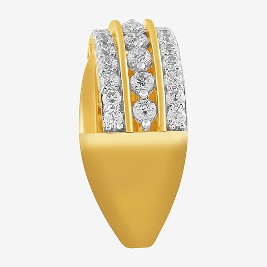 I/ I2 Womens 1 CT. T.W. Lab Grown White Diamond 14K Gold Over Silver Round Cluster Crossover Cocktail Ring