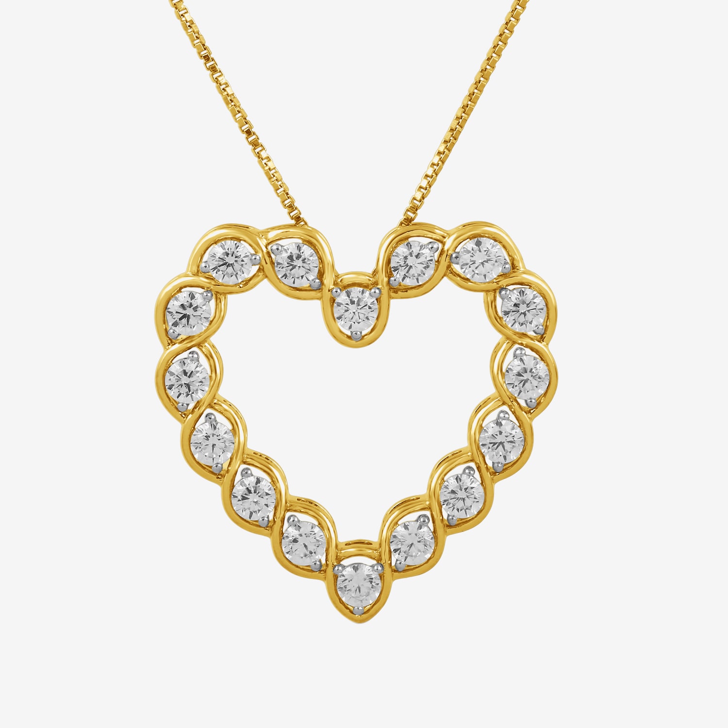 I/ I2 Womens 1 CT. T.W. Lab Grown White Diamond 14K Gold Over Silver Heart Pendant