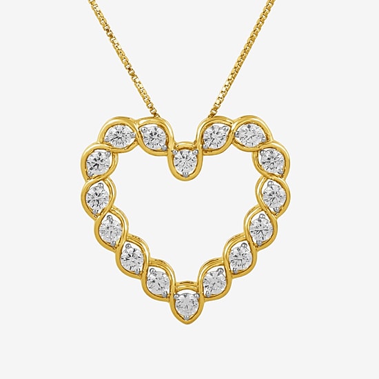 I/ I2 Womens 1 CT. T.W. Lab Grown White Diamond 14K Gold Over Silver Heart Pendant
