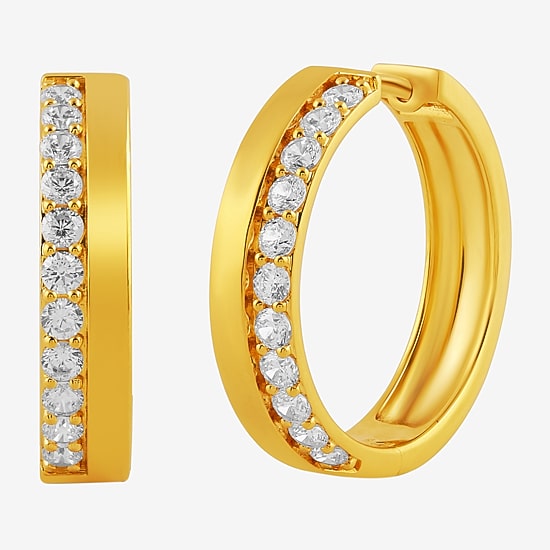 (I, I2) Womens 1 CT. T.W. Lab Grown White Diamond 14K Gold Over Silver 22.2mm Circle Hoop Earrings