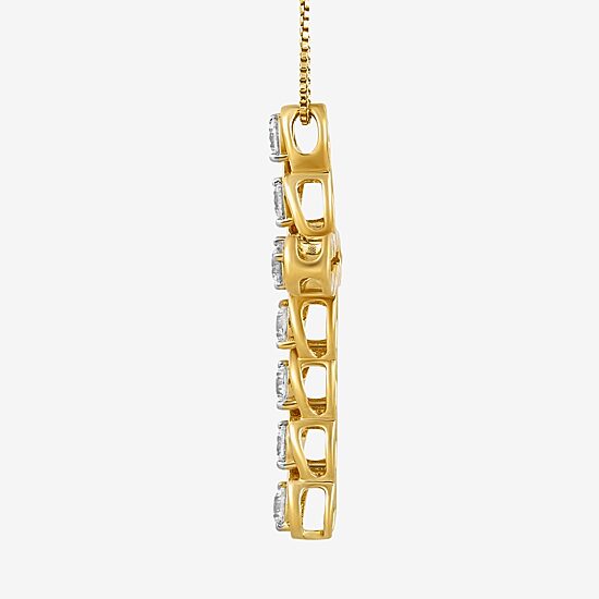 Cross (I, I2) Womens 1 CT. T.W. Lab Grown White Diamond 14K Gold Over Silver Cross 18 Inch Pendant Necklace