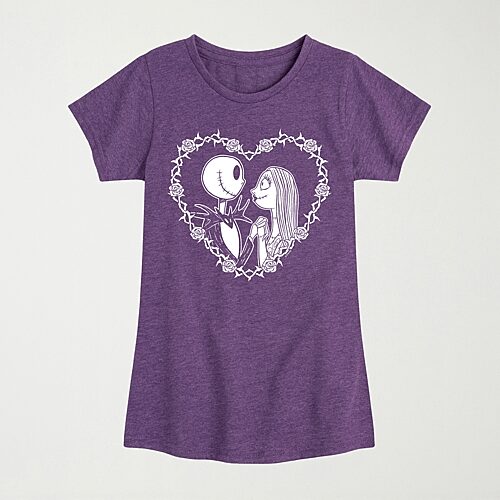 Little & Big Kid Girls Crew Neck Short Sleeve Regular Fit Nightmare Before Christmas Graphic T-Shirt, S (7), Purple