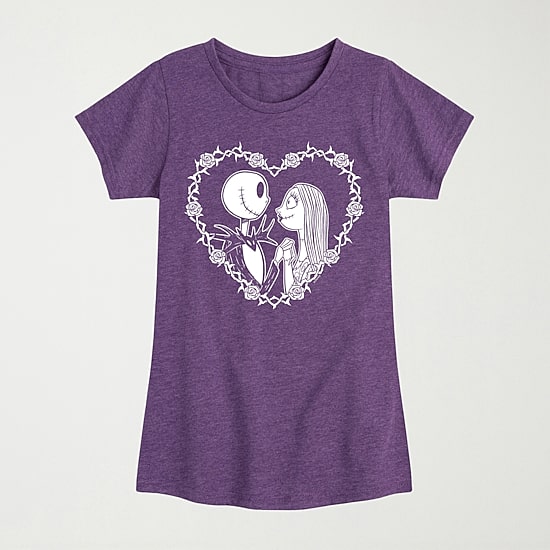 Little & Big Kid Girls Crew Neck Short Sleeve Regular Fit Nightmare Before Christmas Graphic T-Shirt