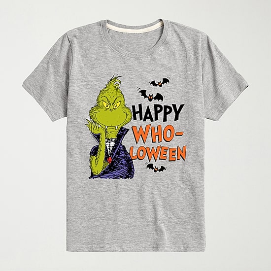 Vampire Happy Wholoween Little & Big Kid Boys Crew Neck Short Sleeve Regular Fit Grinch Graphic T-Shirt