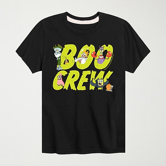 Boo Crew Halloween Little & Big Kid Boys Crew Neck Short Sleeve Regular Fit Spongebob Graphic T-Shirt