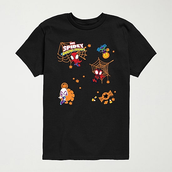 Spidey And His Amazing Friends Halloween Little & Big Kid Boys Crew Neck Short Sleeve Regular Fit Spiderman Graphic T-Shirt
