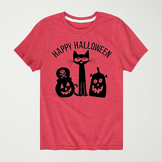 Halloween Pumpkins Little & Big Kid Boys Crew Neck Short Sleeve Regular Fit Pete the Cat Graphic T-Shirt