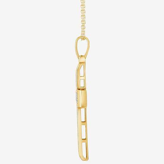Cross (F, Si2) Mens 3/4 CT. T.W. Lab Grown White Diamond 14K Gold Over Silver Cross 18 Inch Pendant Necklace