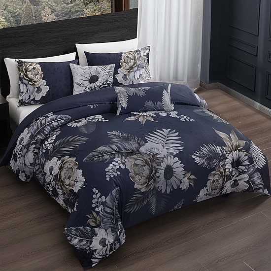 Bebejan Forget Me Not 100% Cotton Sateen 5 Piece Reversible Comforter Set