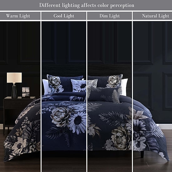 Bebejan Forget Me Not 100% Cotton Sateen 5 Piece Reversible Comforter Set