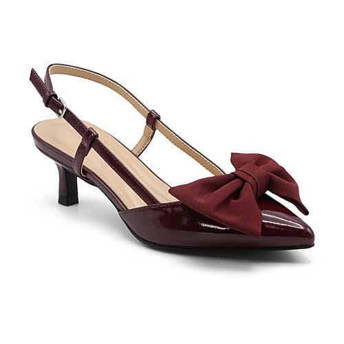 Adrienne Vittadini Grosgrain Bow Detail Womens Pointed Closed Toe Kitten Heel Pumps In Red