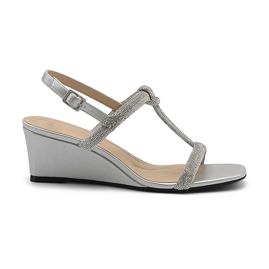 Adrienne Vittadini Womens Jeweled Upper Wedge Sandals