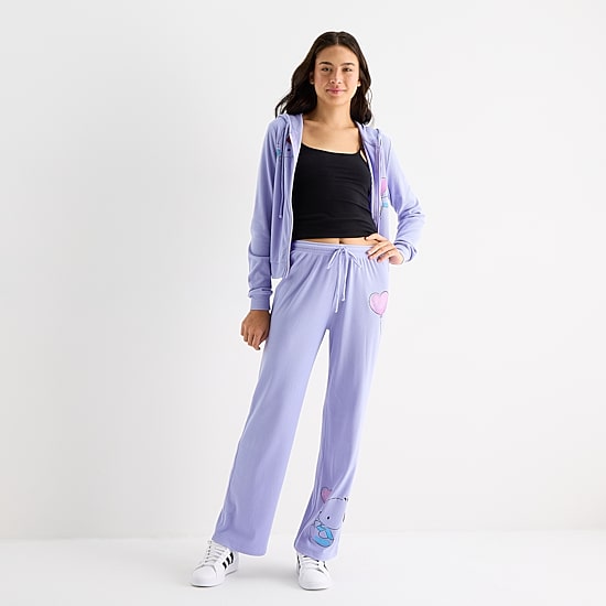 Womens Juniors Straight Mid Rise Hello Kitty Pull-On Pant
