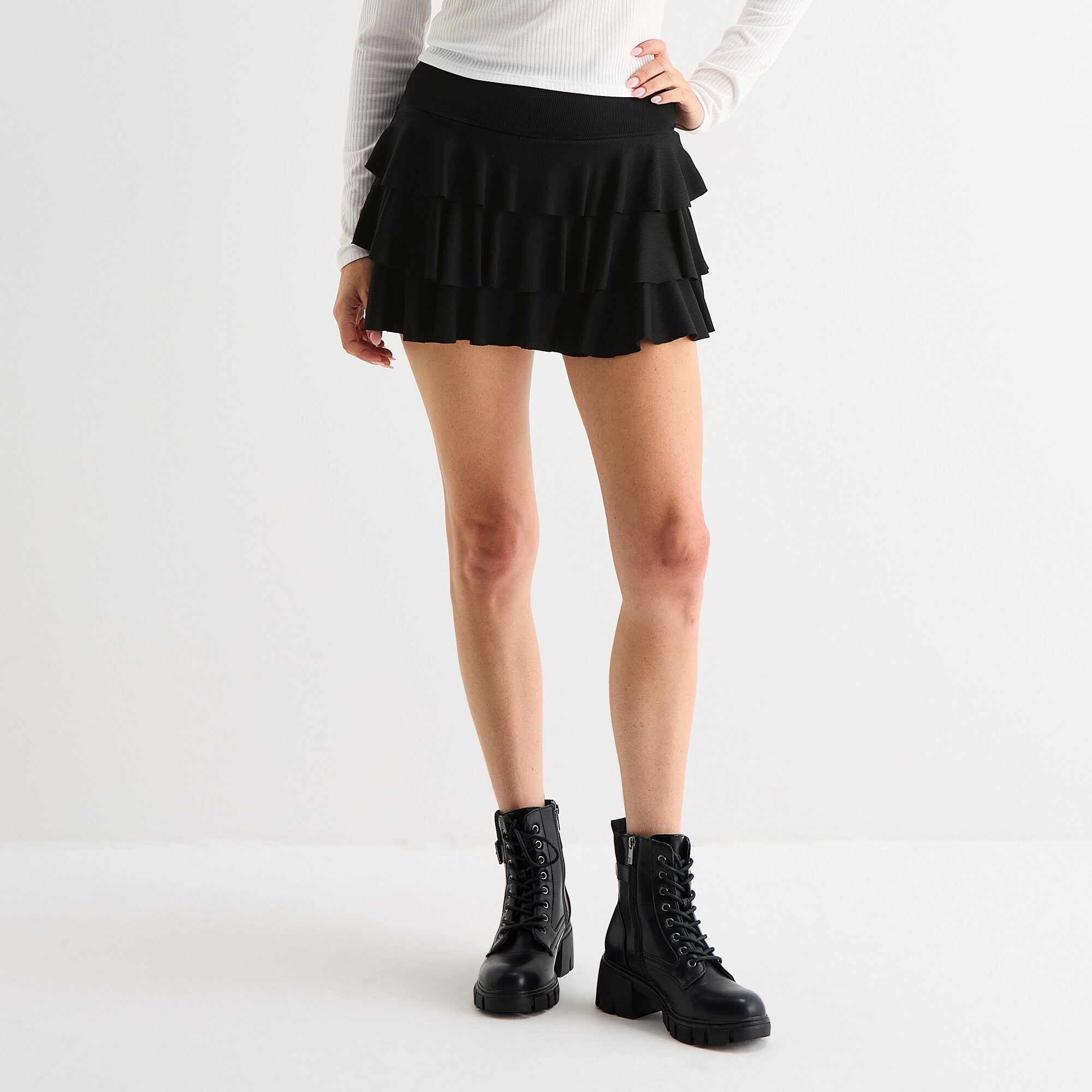 Arizona Womens Juniors Mid Rise Mini Active Pleated Skirt