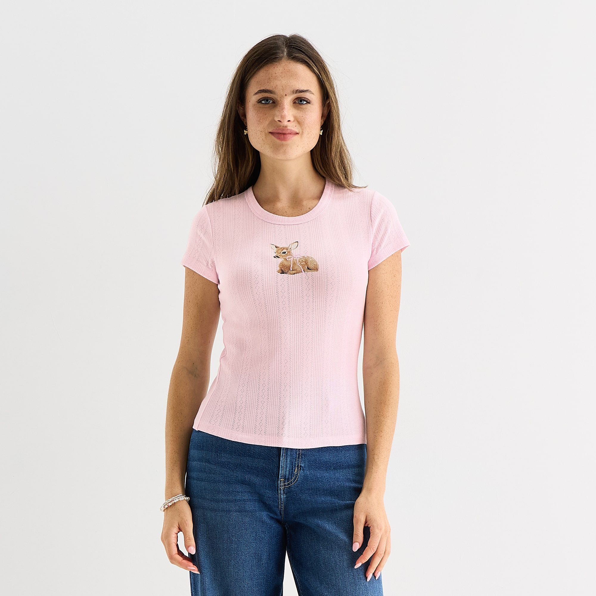 Arizona Womens Juniors Crew Neck Short Sleeve T-Shirt