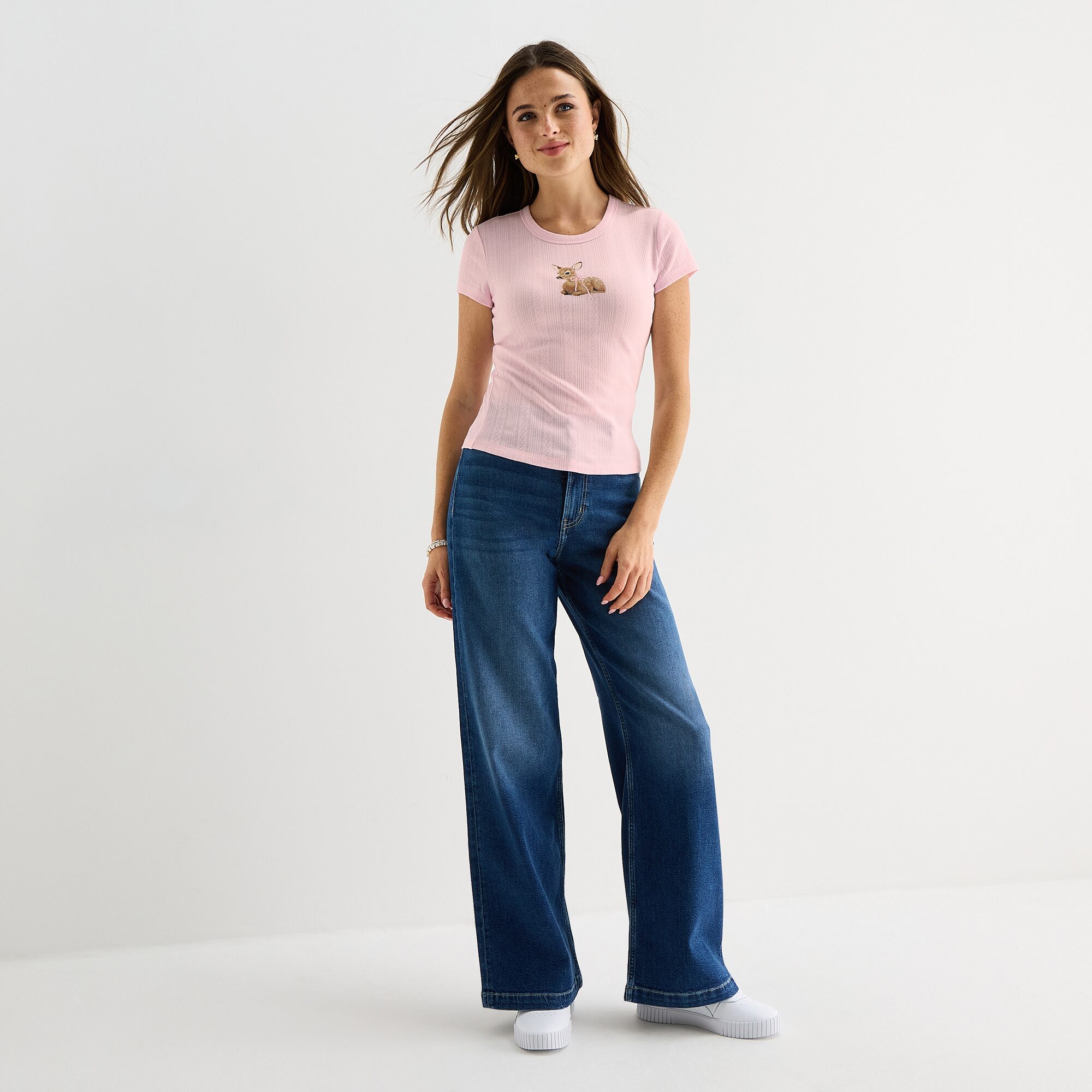 Arizona Womens Juniors Crew Neck Short Sleeve T-Shirt