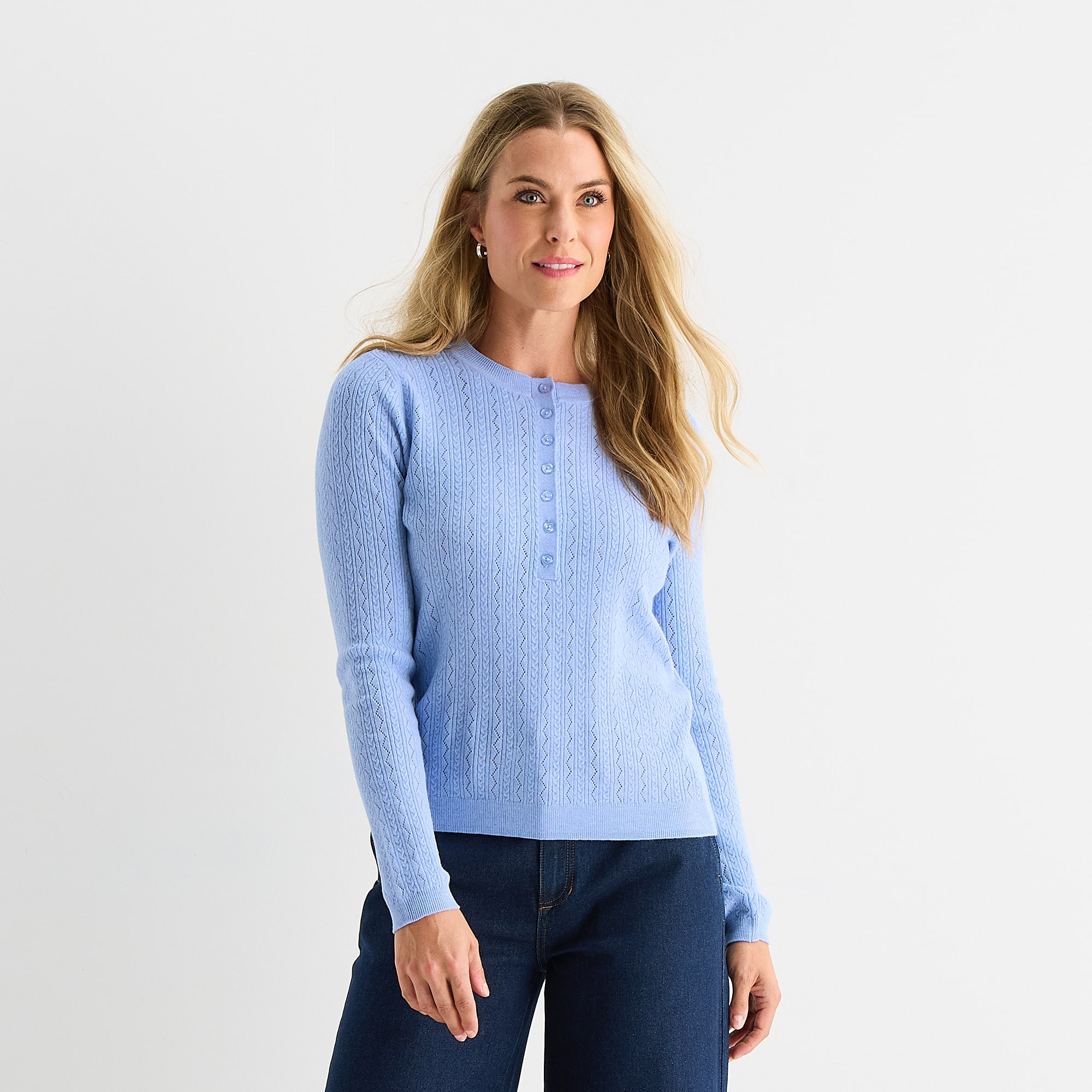 Liz Claiborne Womens Long Sleeve Regular Fit Henley Shirt