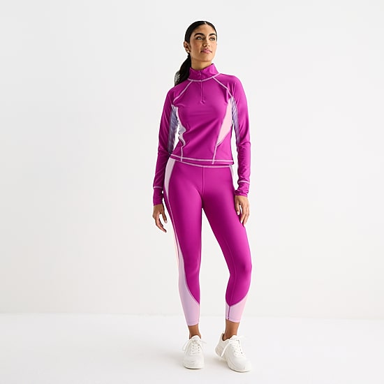 Xersion EverContour+ Womens Mock Neck Long Sleeve Active Quarter-Zip