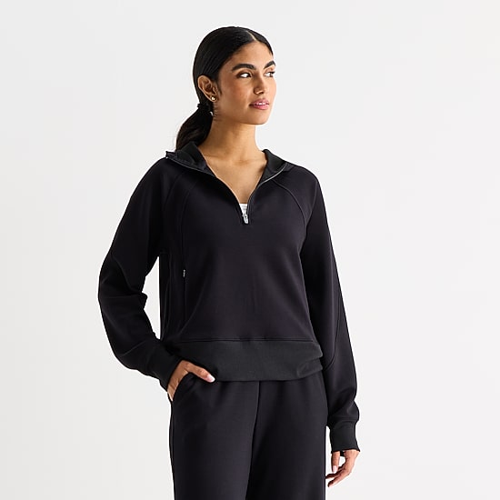Xersion Scuba Luxe Womens Hooded Half Zip Pullover