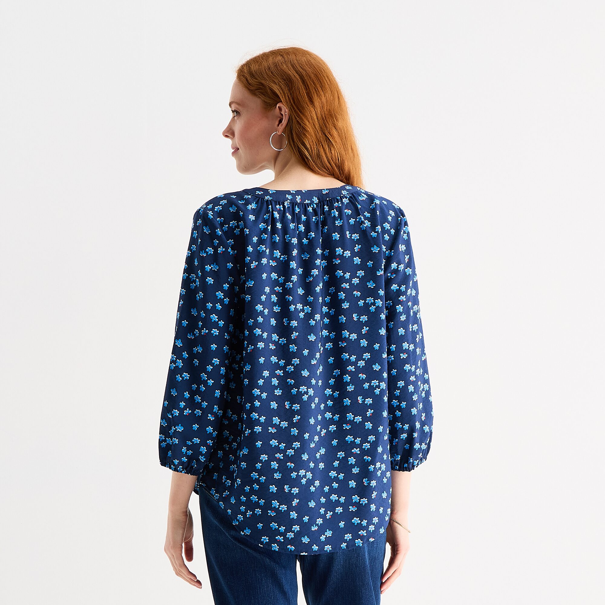 St. John's Bay Womens Split Crew Neck 3/4 Sleeve Blouse