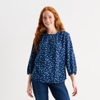 St. John's Bay Womens Split Crew Neck 3/4 Sleeve Blouse