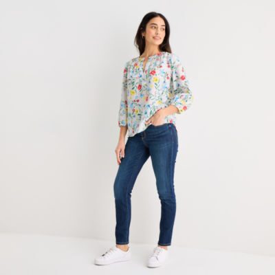 St. John's Bay Womens Split Crew Neck 3/4 Sleeve Blouse