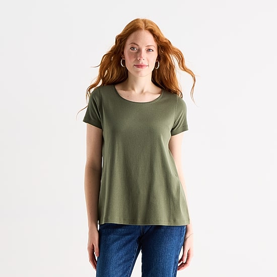 St. John's Bay Womens Easy-on + Easy-off Crew Neck Short Sleeve Adaptive T-Shirt