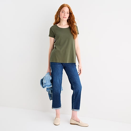 St. John's Bay Womens Easy-on + Easy-off Crew Neck Short Sleeve Adaptive T-Shirt