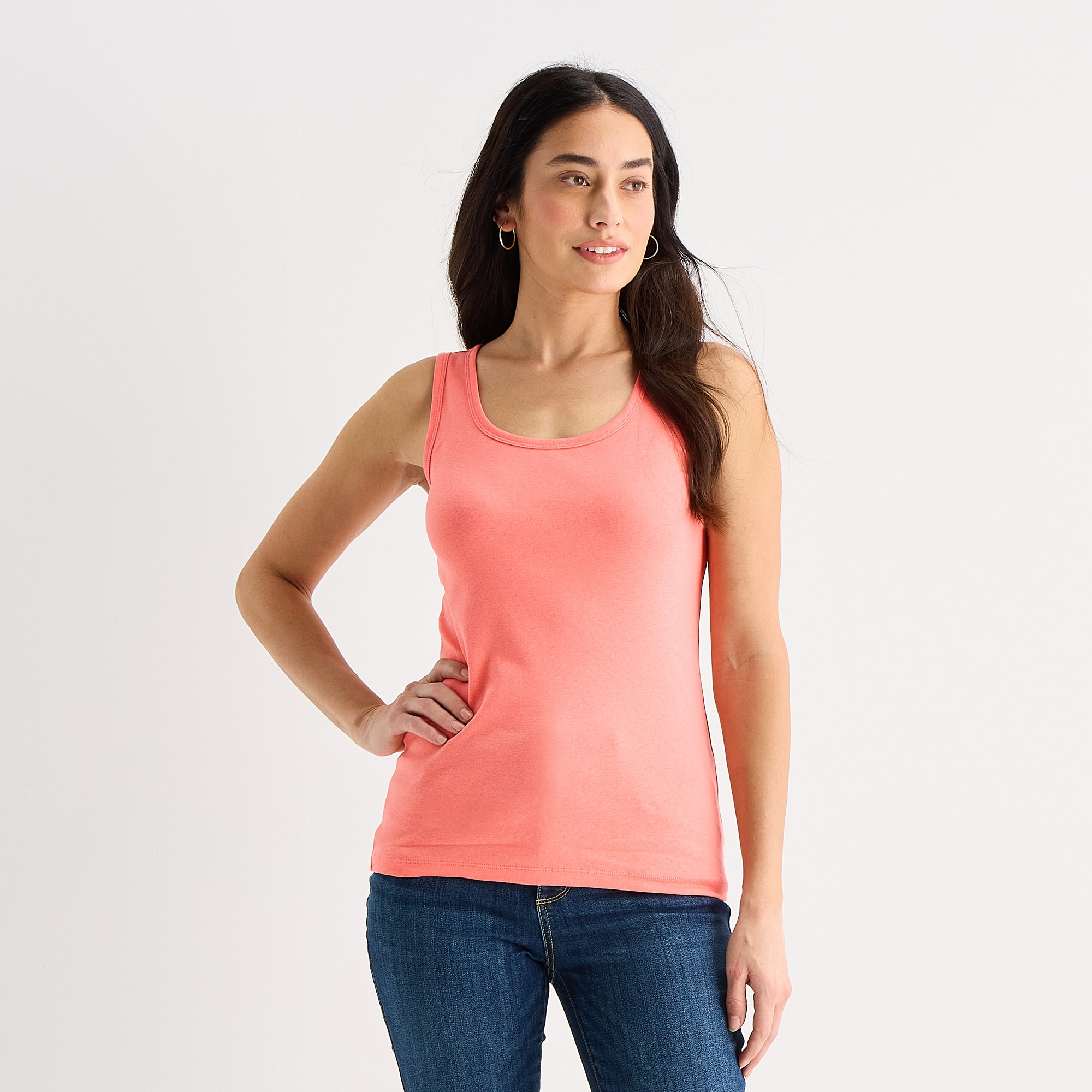 St. John's Bay Womens Scoop Neck Sleeveless Tank Top