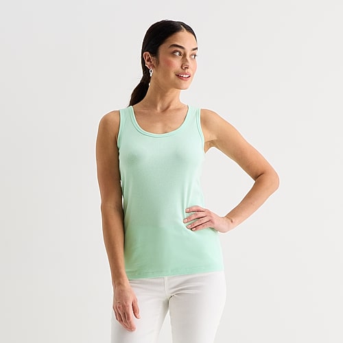St. John's Bay Womens Scoop Neck Sleeveless Tank Top, Medium, Green