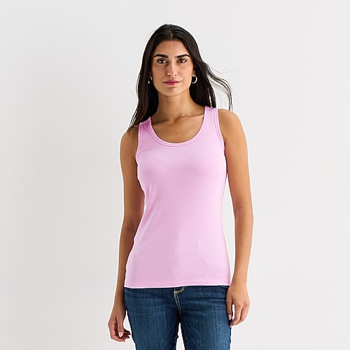 St. John's Bay Womens Scoop Neck Sleeveless Tank Top, Small, Pink