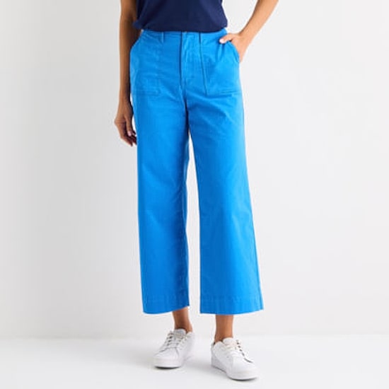 St. John's Bay Womens Wide Leg High Rise Cropped Pant