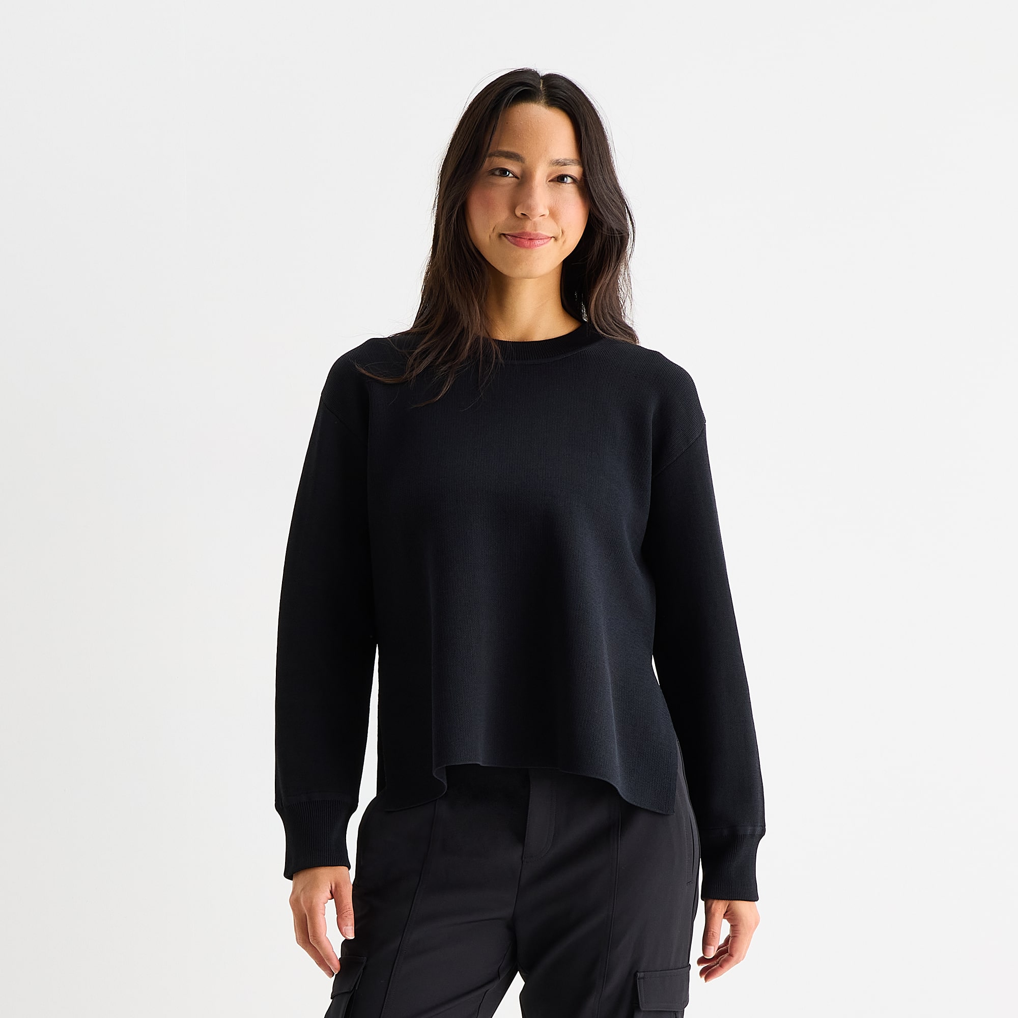 Stylus Womens Crew Neck Long Sleeve Pullover Sweater