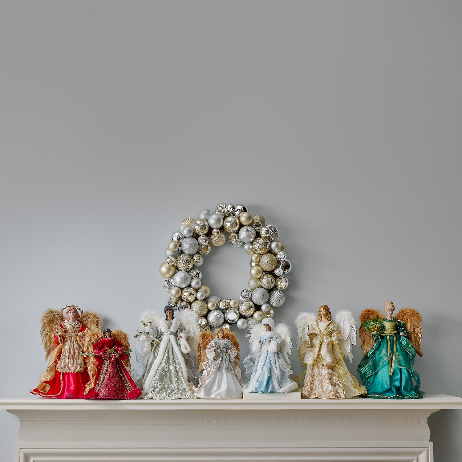 North Pole Trading Co. 16in Red And Gold Christmas Angels Figurine