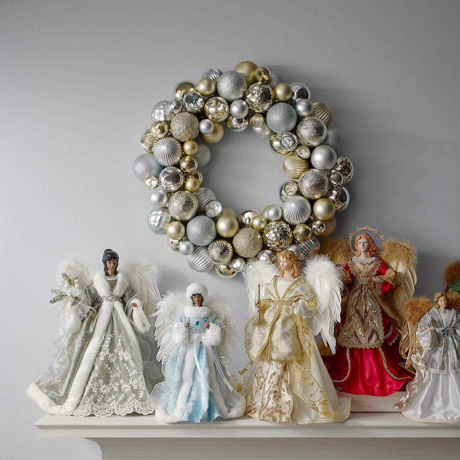 North Pole Trading Co. 16in Red And Gold Christmas Angels Figurine