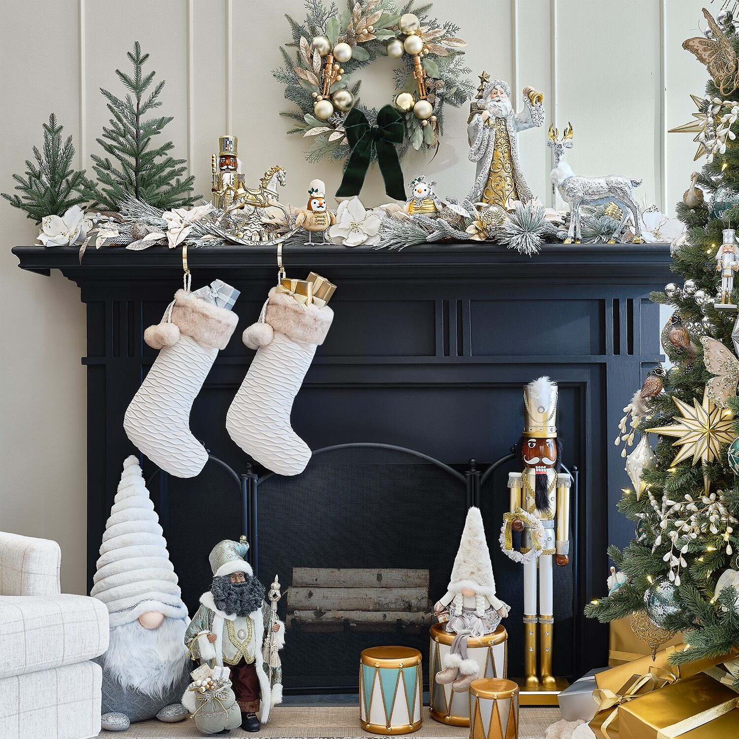 North Pole Trading Co. 8in Drum Christmas Tabletop Decor