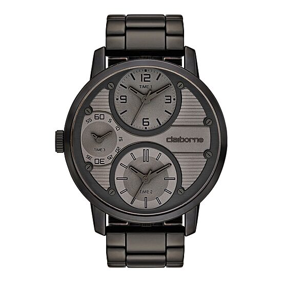 Claiborne Mens Oversized Dial Black Watch
