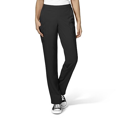 Wink W123 Flat Front Cargo Pocket Womens Petite Moisture Wicking Wrinkle Resistant Quick Dry Scrub Pant In Black