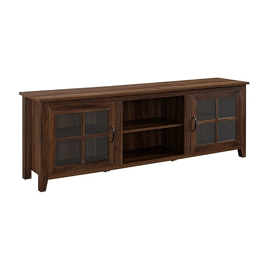 70" Farmhouse Simple Window Pane 2 Door Wood TV Stand