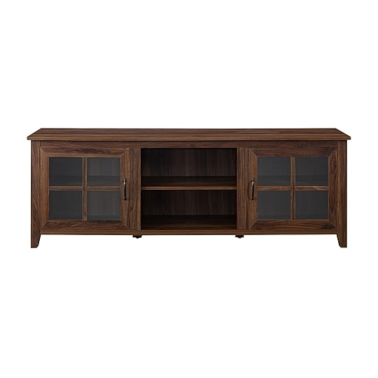 70" Farmhouse Simple Window Pane 2 Door Wood TV Stand