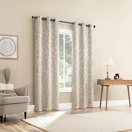 Sun Zero Glynn Gaia Woven Floral Magnetic Closure Grommet Top Energy Saving 100% Blackout Set of 2 Curtain Panel