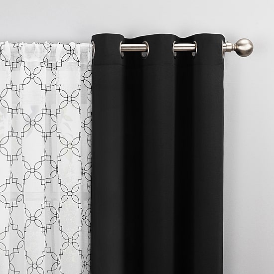 No 918 Harmon Embroidered Grommet Top Light-Filtering Set of 4 Curtain Panel