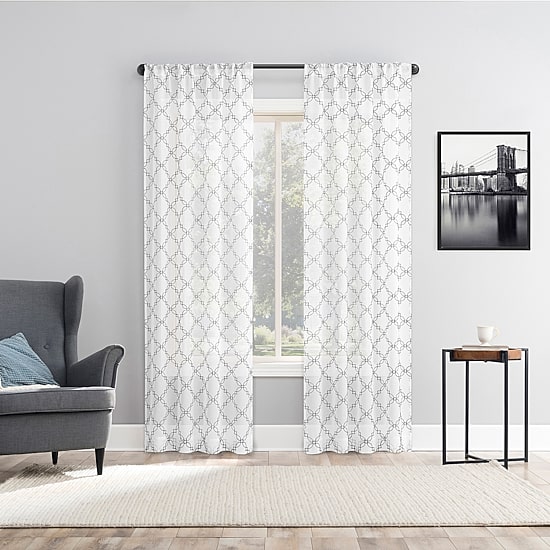 No 918 Harmon Embroidered Grommet Top Light-Filtering Set of 4 Curtain Panel