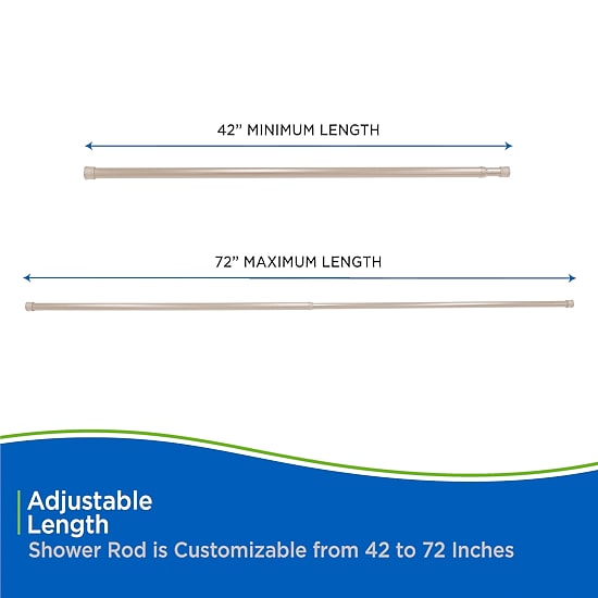 Kenney Twist & Fit No Tools 42-72 IN Adjustable Spring Tension Shower Curtain Rod