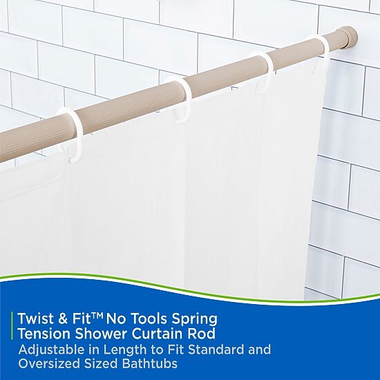 Kenney Twist & Fit No Tools 42-72 IN Adjustable Spring Tension Shower Curtain Rod