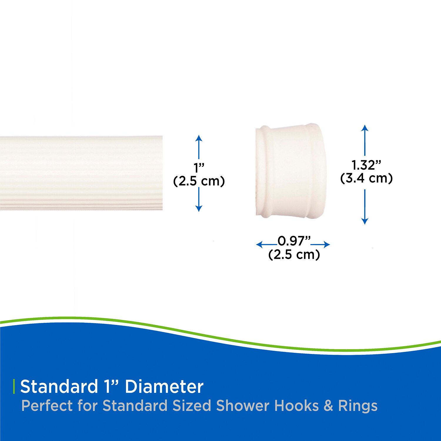 Kenney Twist & Fit No Tools 42-72 Adjustable Spring Tension Shower Curtain Rod