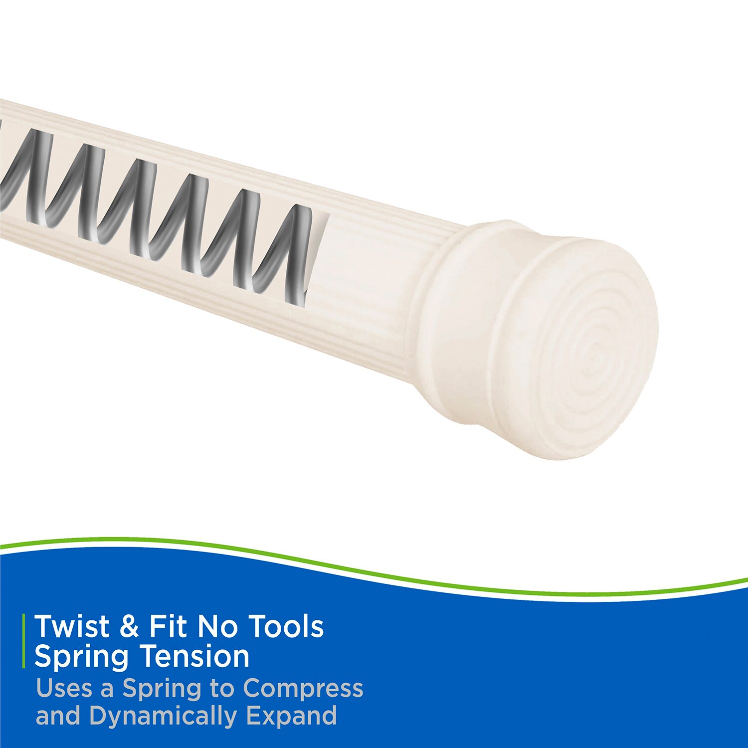 Kenney Twist & Fit No Tools 42-72 Adjustable Spring Tension Shower Curtain Rod