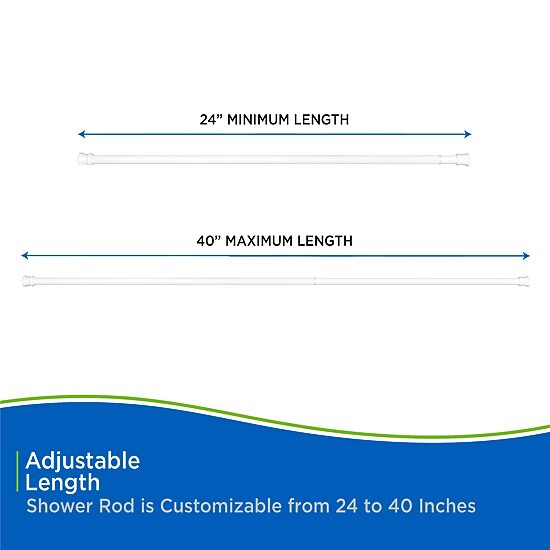 Kenney Twist & Fit No Tools 24-40 IN Adjustable Tension Stall Shower Curtain Rod