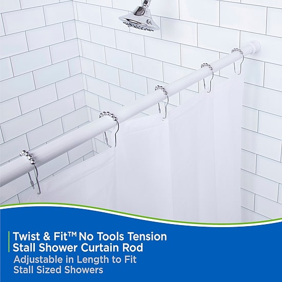 Kenney Twist & Fit No Tools 24-40 IN Adjustable Tension Stall Shower Curtain Rod